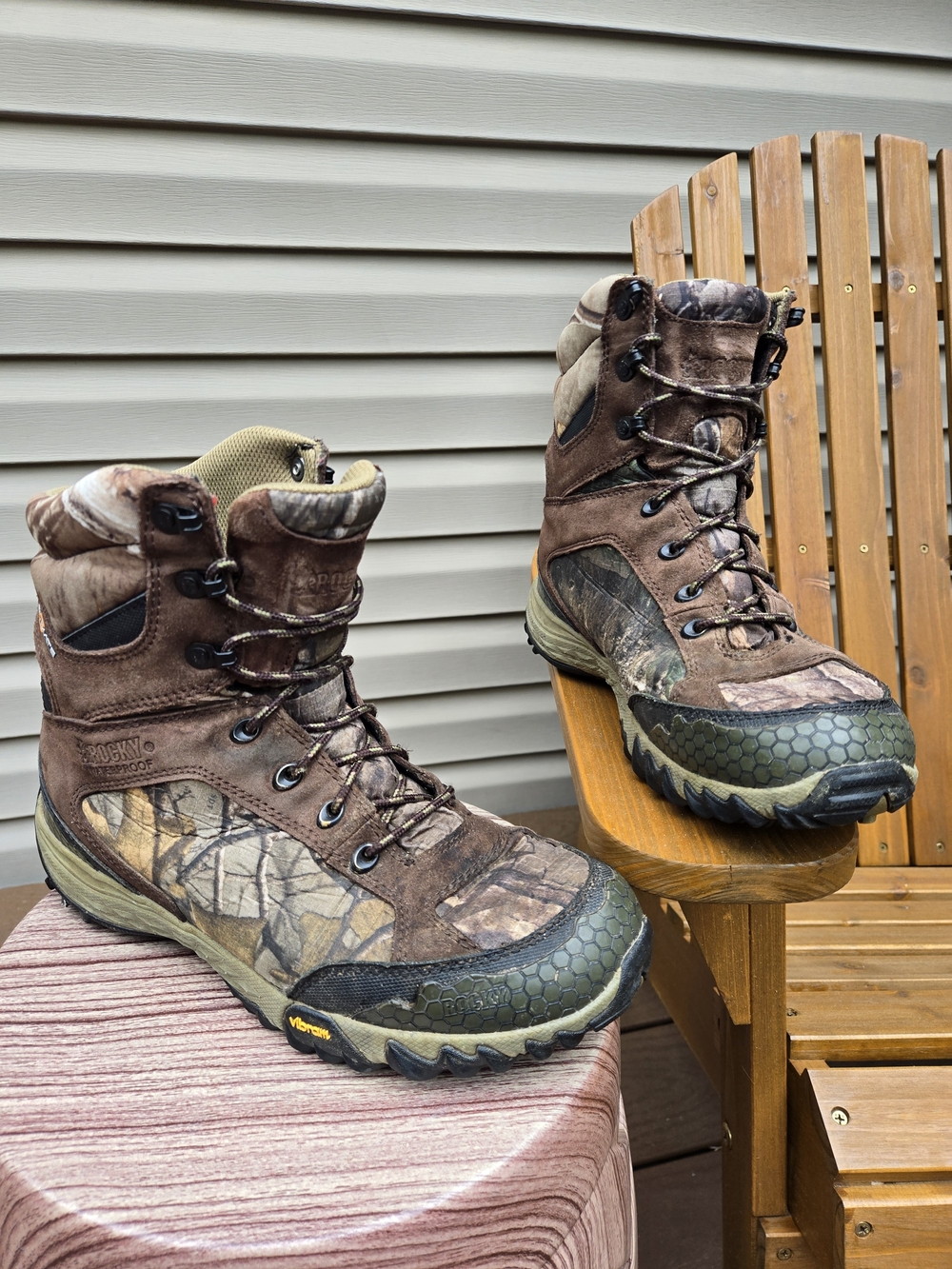 Men's Rocky Brown Camouflage Hunting Boots - Waterproof Trail Boots